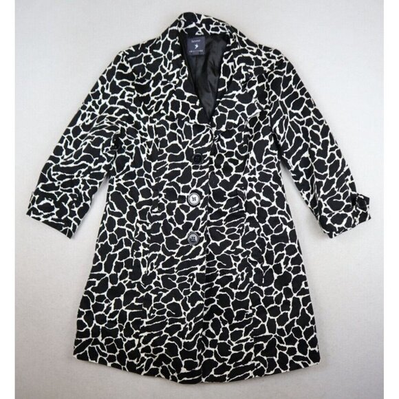 FOREVER 21 TWENTYONE - WOMEN'S BLACK & WHITE PRINT 3/4 SLEEVE TRENCH JACKET - L - Picture 3 of 9